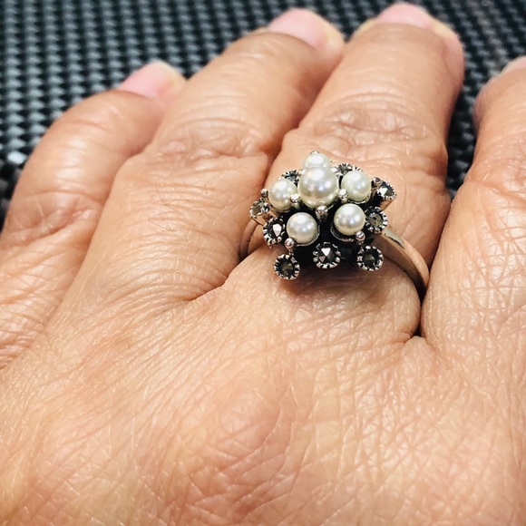 Vintage Pearl Ring. 925 Sterling Silver - Picture 2 of 4
